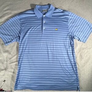 Augusta National Golf Shop Polo Men XL Blue Good Masters Striped Pima Cotton